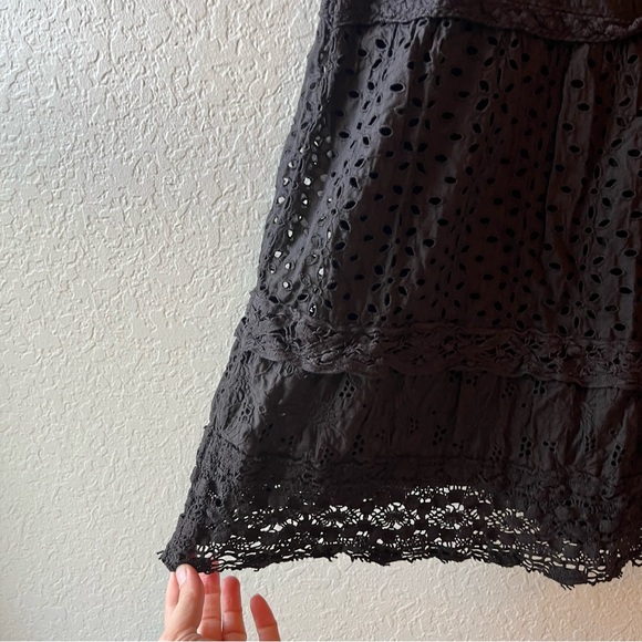 Witchy Cotton Boho Lace Tiered Midi Sunflower crocheted festival Lagenlook boho - Picture 10 of 13